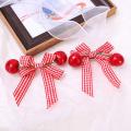 2pcs-Sweet Cherry Fabric Bow Hair Clip For Children's Daily Wear-with Bows Cherries Strawberries Plaid Lace. 