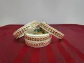 White & Red Latest Design Shakha Pola Bangles for Women , Party , Wedding , Anniversary , Durga Puja & All Time Use Shakha Bangles.. 