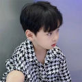 tik tok kids wig men's middle fashion short hair korean version handsome student black short straight wig head cover.