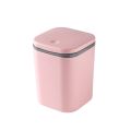 【hot】 PP Trash Garbage Can Solid Color Odorless Round Corner Button Switch Home Office Desktop Dust Bin With Lid Pink.