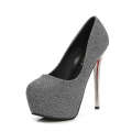 Autumn Round Headed Waterproof Platform Women's Shoes Super Hentian High Thin Heels Gold Pink Shining Sexy 913-63.