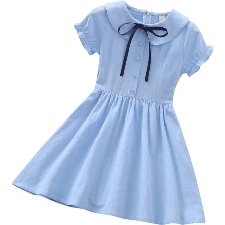 Girls%20Summer%20Dress%202023%20New%20Foreign%20Style%20College%20Style%20Thin%20Summer%20Short%20Sleeve%20Little%20Girl%20Children's%20Skirt%20-%20Image%205