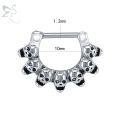 【Sleek】 ZS 1PC 16G Copper Zircon Nose Ring Snake Skull Antlers Septum Clicker Stainless Steel Nose Piercings Helix Daith Tragus Pierings.