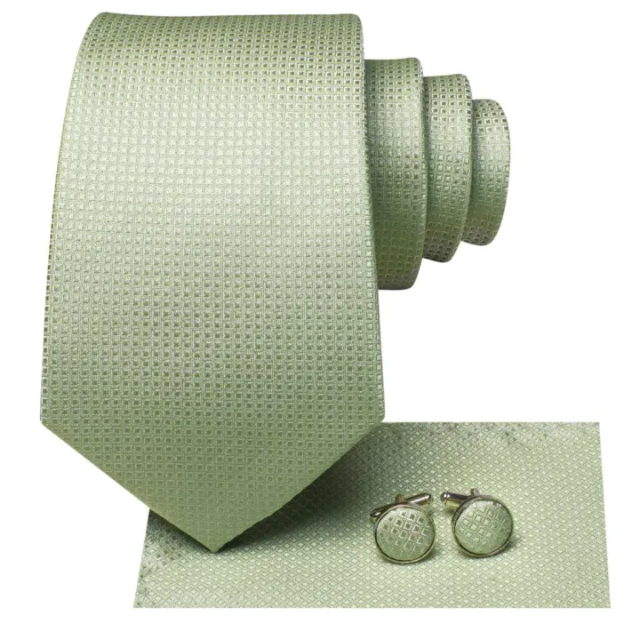 2023%20New%20Sage%20Green%20Solid%20Plaid%20Hi-Tie%20Designer%20Gift%20Tie%20for%20Men%20Fashion%20Brand%20Wedding%20Party%20Necktie%20Handky%20Cufflinks%20Wholesale%20-%20Image%203