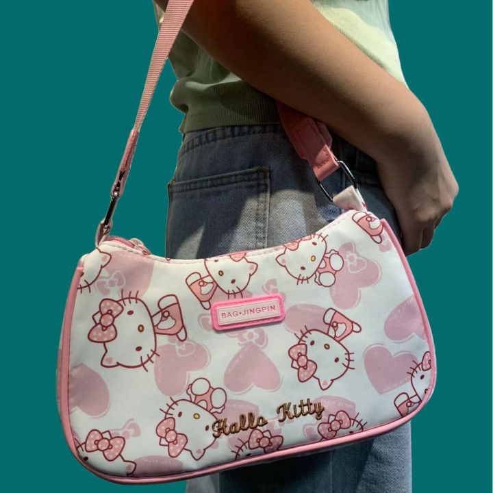 New cute Sanrio Melody Girl Underarm Bag Handbag Girl Shoulder Bag Niche Cartoon Tote Bag