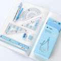 8pcs Plastic Geometry Stationery Set Maths Drawing Compasses Ruler Set Students Draw Measuring Tools School Office Stationery MuXiaRe.
