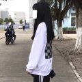 Street Fashion Personality Fashion Chessboard Plaid Hop Thin Sweater Women's Loose Korean Style Loose Spring Autumn Fashionins_. 