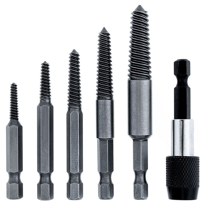 6%20PCS%20Damaged%20Screw%20and%20Broken%20Bolt%20Extractor%20Set%20with%201/4%20Quick%20Change%20Aors%20Tool%20Kit%20Bad%20Screw%20Stud%20Remover%20-%20Image%202