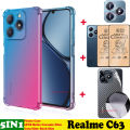 BLKNAIM 5-in-1 NEW For Realme C63 case Anti-fall Color phone case +2PCS Matte Ceramic Film +Carbon Fiber Back Film +Lens Film. 