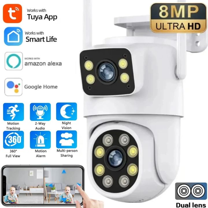 4K 8MP Dual Lens PTZ WIFI Camera Full HD Dual Screen Ai Human Auto ...