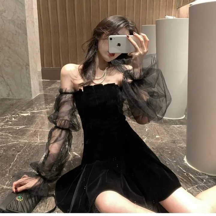 New%202022%20Black%20Retro%20Dress%20Women%20Lace%20Chiffon%20Mini%20Dress%20Female%20High%20Street%20Korean%20Fashion%20Dress%20Women%20Club%20Dress%20-%20Image%206