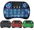i8-B Wireless Backlit Mini Keyboard With Touch-pad RGB Keyboard- Black.