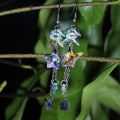 XQFATE Beautiful Purple Butterfly Crystal Drop Earrings for Women Fashion Bow Zirconia Water Drop Charm Ear Clip Jewelry Gifts.