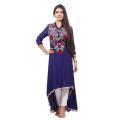 Cotton Stylish Kurti for Women - Navy Blue. 