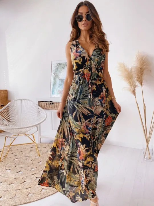 Women%20Bohe%20Maxi%20Long%20Sundress%20Summer%20Female%20V%20neck%20Backless%20Sleeveless%20Floral%20Print%20Bandage%20Party%20Dresses%20TCFZ-60%20-%20Image%202