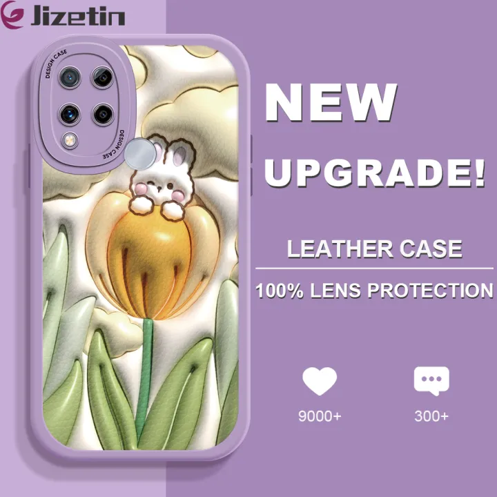 Jizetin%20for%20Realme%20C15%20Back%20Cover%20Creative%20Flowers%20Rabbit%20Lambskin%20Texture%20PU%20Leather%20Back%20For%20Girls%20Boys%20Soft%20Phone%20Case%20-%20Image%202