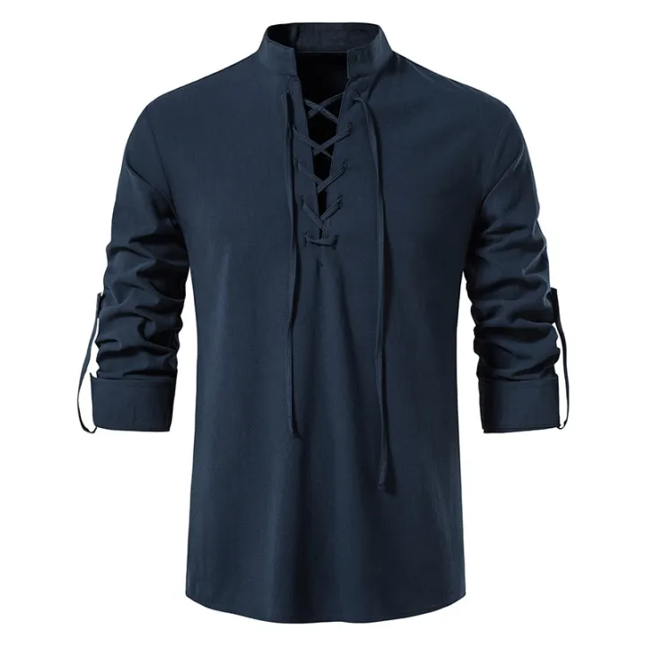 Mens%20Scottish%20Jacobite%20Ghillie%20Kilt%20Shirts%20Medieval%20Renaissance%20Pirate%20Costume%20Long%20Sleeve%20Lace%20Up%20Henley%20Shirt%20Men%20Camisas%20-%20Image%204