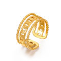 Dainty 18K PVD Gold Stainless Steel Link Chain Retro Rings Polished Non Tarnish Jewelry Ring For Women.