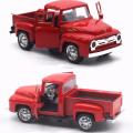 Red Metal Vintage Truck Red Vintage Pickup Truck Children's Car Toy Model Simulation Retro Truck Desktop Decoration Toy. 