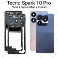 For Tecno Spark 10 Pro KI7 Side Frame + Back Panel Housing + Camera Glass Back shell Replacement Spare Parts.