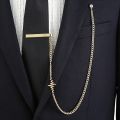 Retro Men's Tie Clip Long Tassel Chain Brooch Lapel Pins Suit Shirt Collar Pin Badge Fashion Jewelry Clothing Accessories. 