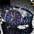 New Arrival LIGE Blue Fashion Stainless Steel Waterproof Quartz Watch.