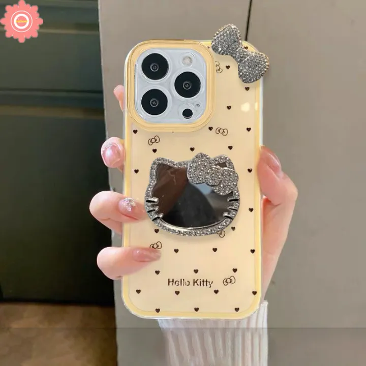 Case%20Compatible%20for%20IPhone%2013%2015%2011%2016%2014%2012%20Pro%20Max%20XR%20X%20XS%20Max%207Plus%2016%208%2015%20Plus%20SE%202020%20Cute%20Hello%20Kitty%20Love%20Heart%20Bows%203D%20Doll%20Mirror%20Bracket%20Luxury%20New%20IMD%20Case%20-%20Image%204