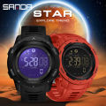 Sanda men watches sports pedometer calories 50m waterproof LED digital watch wristwatch Relogio Masculino 2145.