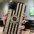 Fashion Luxury Style PU Leather Phone Case Retro Phone Case With Glitter Ring Holder For vivo v25e vivo y33s vivo v23e vivo v21 vivo v23 pro vivo v23 vivo y20 vivo y53s y53 y22 v20 y21 Back Cover.