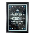 Gamer printed poster with wall frame and glass. 