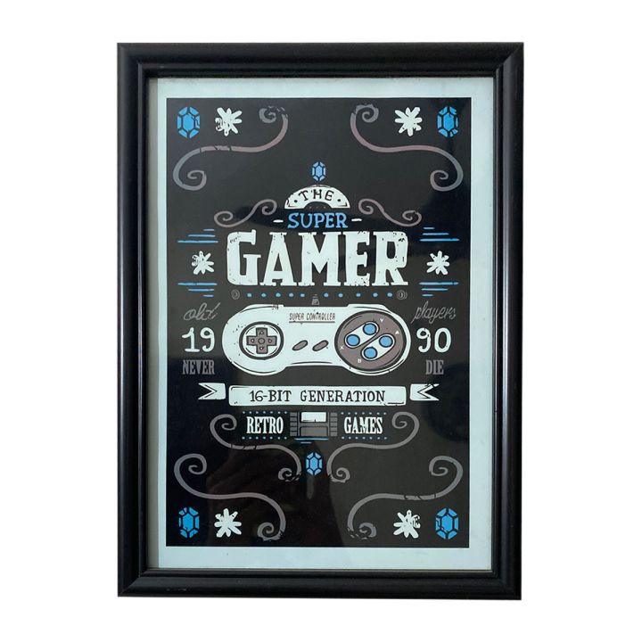 Gamer printed poster with wall frame and glass