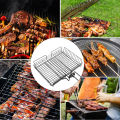 Grilling Nonstick Grilling Basket with Lid Durable Metal Barbecue Basket with Foldable Removeable Wooden Handle BBQ Barbecue Tool for Fish Vegetable Steak Meat Shrimp.