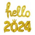2024 New Year Eve Party Decorations Number Foil Balloon Happy New Year Paper Banner Photo Props Frame Christmas Favors Supplies.