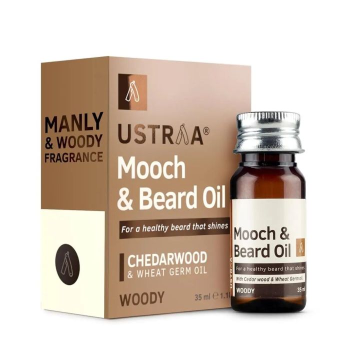 Ustraa Mooch and Beard Oil 4x4 for Beard nourishment and care - 35 ml