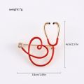 New Medical Medicine Brooch Pins Gold Stethoscope Heart Shaped Pin for Doctor Nurse Backpack Lapel Badge Jewelry Gift.