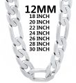 solid 925 Stamped Silver color necklace for men classic 12MM Cuban chain 18-30 inch Charm high quality Fashion jewelry wedding.