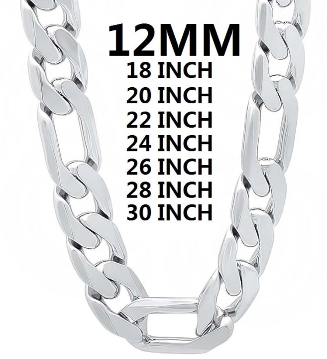 solid%20925%20Stamped%20Silver%20color%20necklace%20for%20men%20classic%2012MM%20Cuban%20chain%2018-30%20inch%20Charm%20high%20quality%20Fashion%20jewelry%20wedding%20-%20Image%202