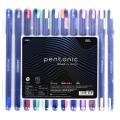 Pentonic Multicolor Gel Pen With Hard Box Case  0.6 mm-1.0 mm  Sleek Matt Finish, Featherlite feel  Waterproof Gel Ink, Ultra- Low Viscosity Ink  Black Body, 12 Pcs Set. 