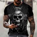 The Horror Series Skull And Crossbones Brand Men's Clothing 3D Printing O-neck T-shirt Street Fashion Fashion Loose Oversize. 