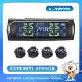TOHAYIE Smart Car TMPS Solar Power Waterproof LCD Display Auto Tyre Tire Pressure Monitoring System with Clock (External). 