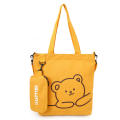 Large Capacity Canvas Bag Eco-friendly Canvas Zippered Cartoon Tote Bag 2-in-1 2 In 1 Design Student Handbag for Casual Use Fashion Accessory Shopping Bag Daily Carry Casual Wear School Bag Women's.
