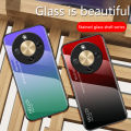 Biruiqu For Honor X9D Gradient Tempered Glass Back Soft Silicone Edge Case Cover. 