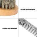 Professional Wood Beard Comb Set Double Beard Oil Head Shape Beard Comb Brush Care Beard Oil Tool Beard Comb Set With Bag.