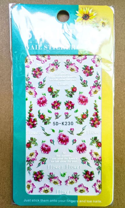 Embossed%20butterfly%20nail%20art%20sticker%20small%20white%20flower%20magnolia%20flower%20small%20daisy%20leaves%20K222%20K223%20K224%20-%20Image%207