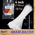 4 inch Electric Cable Ties (3*100mm) 100 Pcs Zip Wraps Strap Nylon Fastening Ring Loop Wire industrial Cable Ties. 