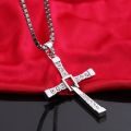 Fast and Furious Cross Pendant Couple Necklace for Men Women Personality Stainless Steel Crystal Zircon Choker Chains Jewelry. 