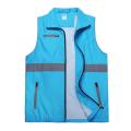 customized LOGO new casual summer Joker young men's solid composite reflective sleeveless lapel zipper women vest top. 