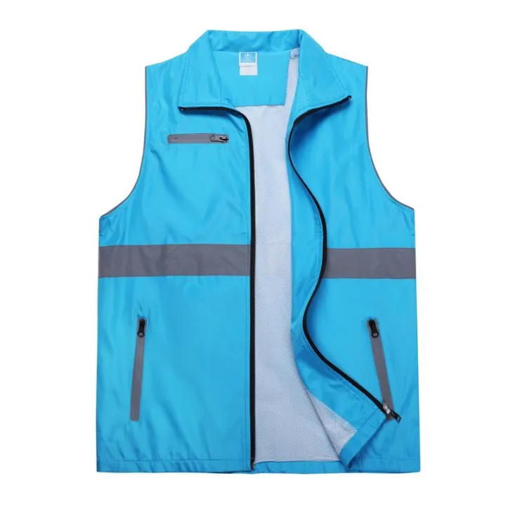 customized%20LOGO%20new%20casual%20summer%20Joker%20young%20men's%20solid%20composite%20reflective%20sleeveless%20lapel%20zipper%20women%20vest%20top%20-%20Image%205