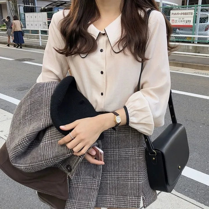 Retro%20Peter%20Pan%20Collar%20Long-Sleeved%20Shirt%20for%20Women%20Spring%20and%20Autumn%20New%20Preppy%20Style%20Loose%20All-Match%20Student%20Western%20Style%20Very%20Fairy%20Blouse%20-%20Image%202
