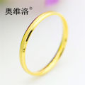 Ovelo Korean version fashion titanium gold yellow single ring trend simple joint ring matte gold girl tail ring. 